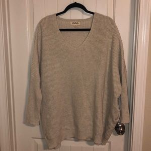Oversized Tan Sweater with Pockets